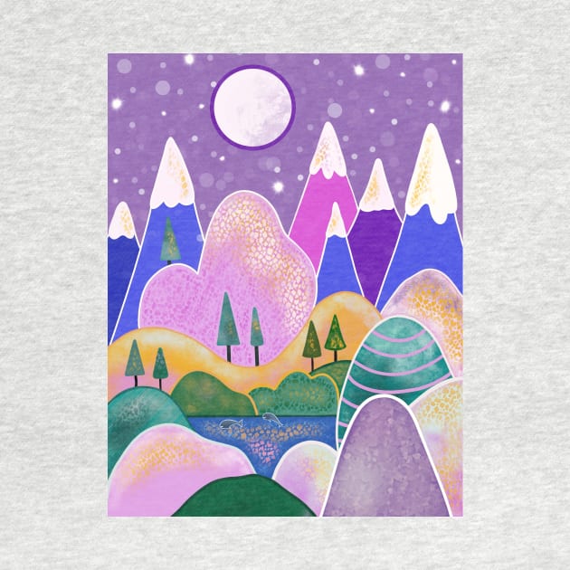 Whimsical Mountains Nature by SartorisArt1